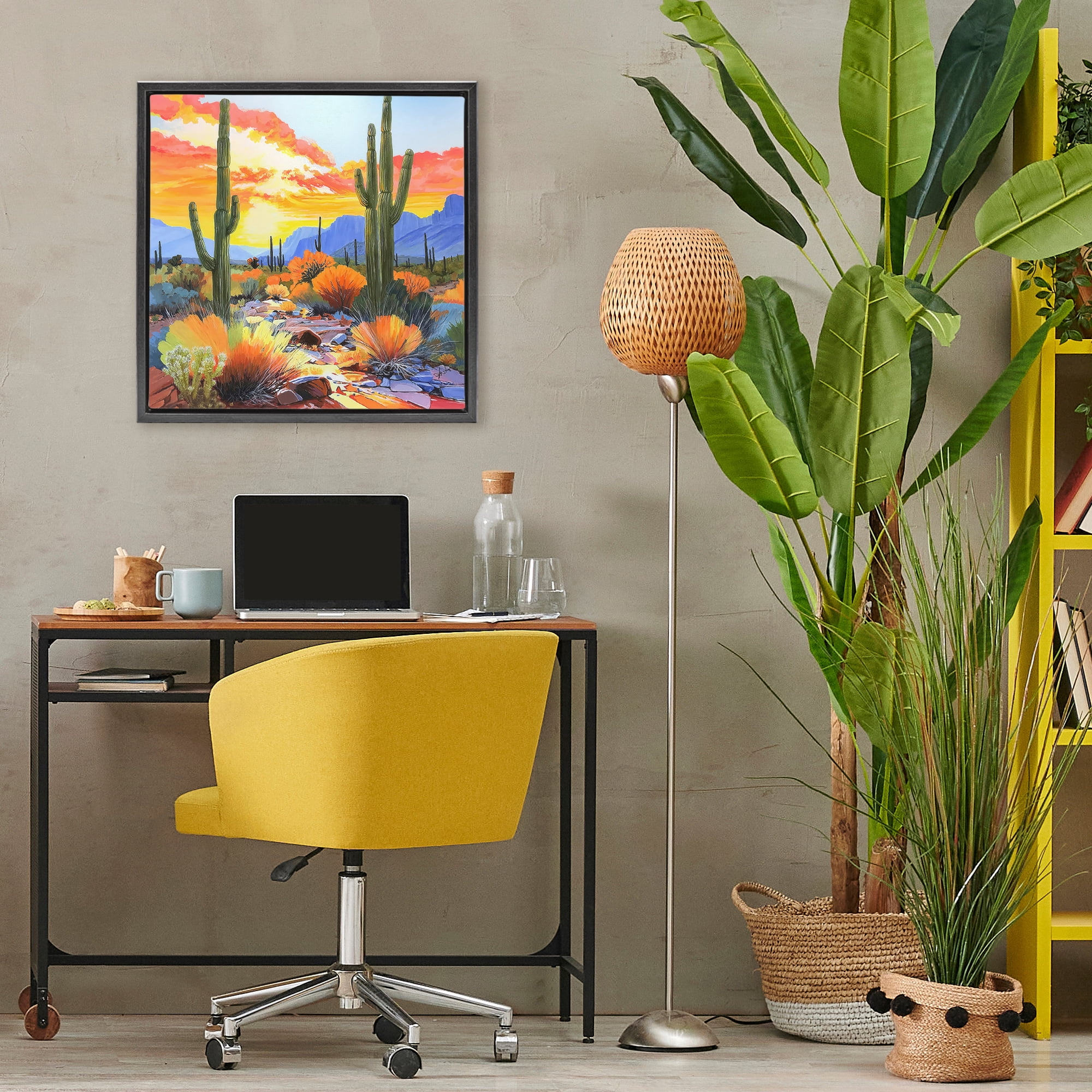 Stupell Industries Desert Splendor Cacti Black Framed Floater Canvas Wall Art, design by John Jaster