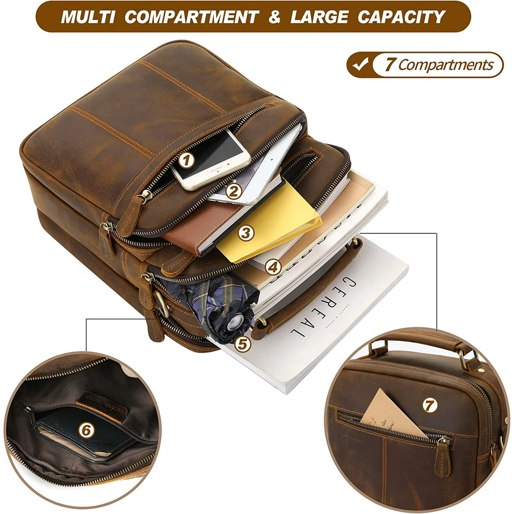 Jack&Chris Leather Man Purse Shoulder Bag,Small Mens Crossbody