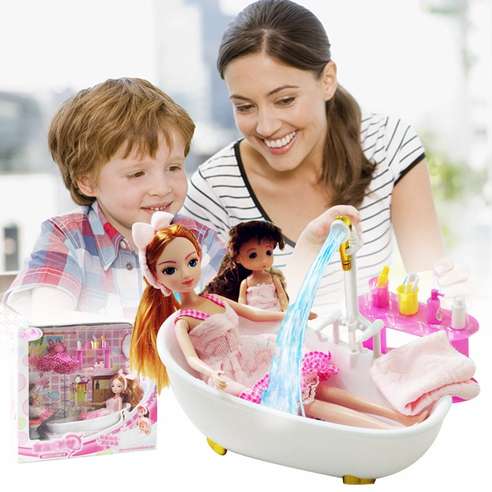 Glam Bathroom Furniture and Doll Set Bathroom Doll Toy Set for Girls