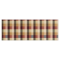 Brown Beige Green and Red Checkered Pattern Kitchen Rug Mat,Kitchen Runner Rugs Non Skid Washable,Decorative Kitchen Floor Mats for Kitchen,Sink,Laundry,17"X47"
