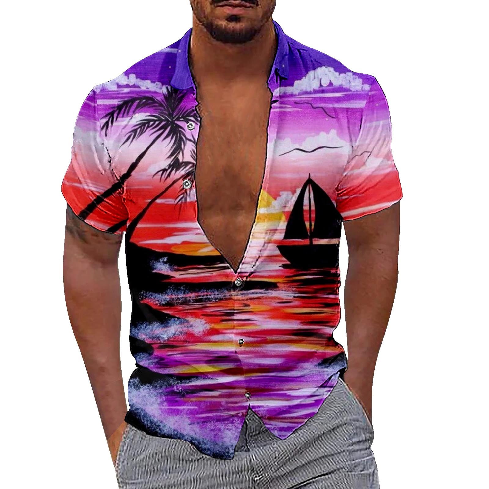 Piece Mens Extra Large Shirts Style Coconut Tree 3d Digital Printing