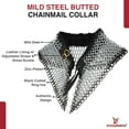 thumbnail image 2 of Armory Replicas Silver/Black Collar with Leather Liner - Mild Steel Butted Chainmail Double - Black Double Line Design, Brass Adjustable Buckle & Belt, 10/16 Ring Size, 800g Neck Armor, 2 of 12