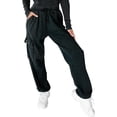 thumbnail image 1 of Pantalones de pana Prolriy para mujer, pantalones holgados de cintura elástica, de pana, de pierna ancha, rectos, informales, color negro, talla M, 1 of 2