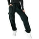 thumbnail image 1 of Pantalones de pana Prolriy para mujer, pantalones holgados de cintura elástica, de pana, de pierna ancha, rectos, informales, color negro, talla L, 1 of 2