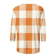 thumbnail image 3 of LYEAA Ladies Tops 3/4 Sleeves Large Plus Size Crew Neck T-shirt Fashion Checkered Tees Loose Soft Comfortable Blouse Dressy Casual Breathable Trendy Clothing Orange M, 3 of 4