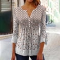 thumbnail image 2 of QATAINLAV Women's 3/4 Sleeve Tops Casual Button Down Shirts Fashion Floral Print Tees Loose Pleated Hide Belly Tunic Top Vacation Beach Outfits Multicolor XL, 2 of 9