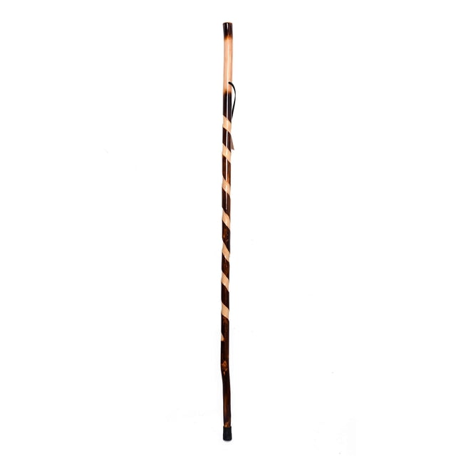 Bastón de madera estilo retorcido más atrevido de FOREST PILOT con brújula (color marrón oscuro, 55 pulgadas, 1 pieza)