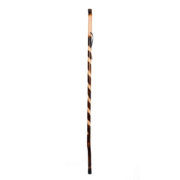 Bastón de madera estilo retorcido más atrevido de FOREST PILOT con brújula (color marrón oscuro, 55 pulgadas, 1 pieza)