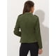 thumbnail image 4 of Chaqueta informal de ante sintético con botones Steampunk y parte delantera abierta para mujer Verde L, 4 of 6