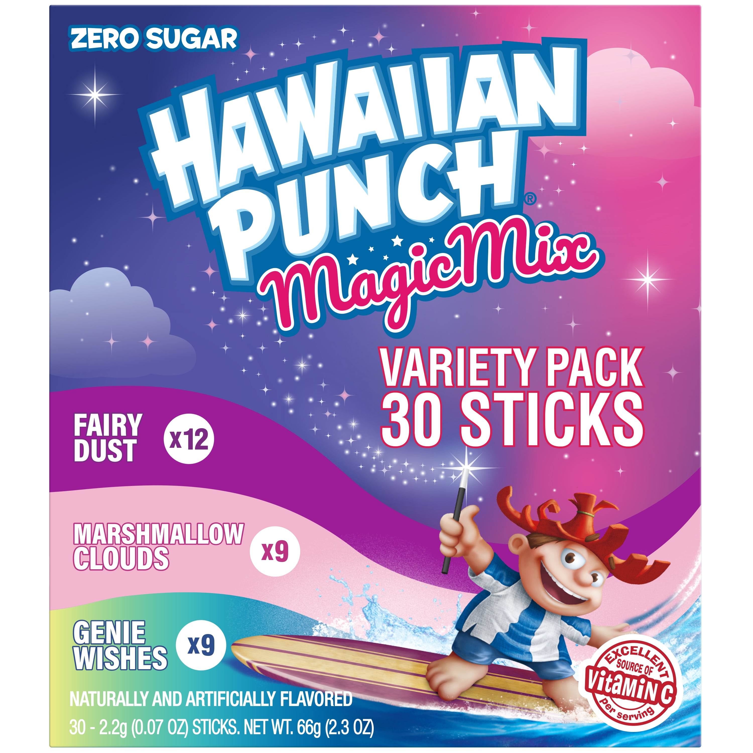 (6 pack) Hawaiian Punch Magic Powder Drink Mix Variety Pack, Fairy Dust, Marshmallow Clouds & Genie Wishes, 30 Sticks