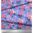 thumbnail image 2 of Soimoi Blue Moss Georgette Fabric Leaves & Ranunculus Floral Decor Fabric Printed Yard 44 Inch Wide, 2 of 3