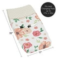 thumbnail image 2 of Sweet Jojo Designs Watercolor Floral Peach Green and Gold Changing Pad Cover, 2 of 6
