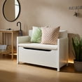 thumbnail image 6 of Demi Bonn 34" Storage Bench with Cushion, Lift-Top Toy Storage Organizer Trunk with 2 Safety Hinges, Wood Storage Box Chest for Bedroom, Entryway, Living Room, White, 6 of 8
