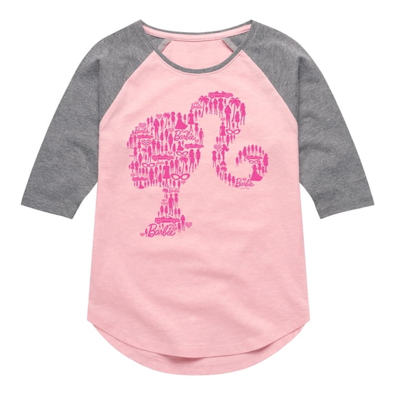 Barbie - Individual Classic Icons Create Silhouette - Toddler And Youth Girls Raglan Graphic T-Shirt