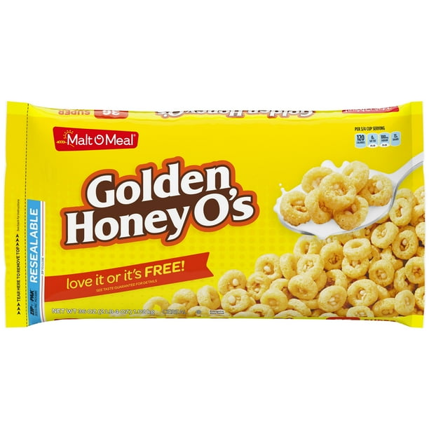 MaltOMeal Golden Honey O's Breakfast Cereal, Super Size Bulk Bagged Cereal, 36 Ounce 1 count