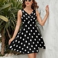 thumbnail image 3 of White Polka Dots Black Background Sleeveless Dress Women Summer Evening Dresses Ladies Sundress, 3 of 7