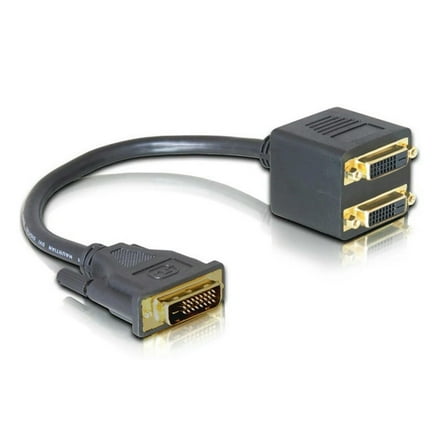 FOR DVI Male to 2 DVI Female Adapter cable Single Link DVI Splitter 1 to 2 Port Y Extension Cable Adapter for PC HDTV Black