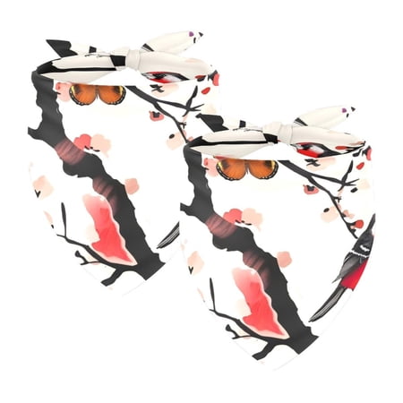 PhooArto Birds Butterfly Tree Pattern Dog Bandanas 2 Pack Soft Washable Pet Scarf Triangle for Large Dogs Puppies and Cats