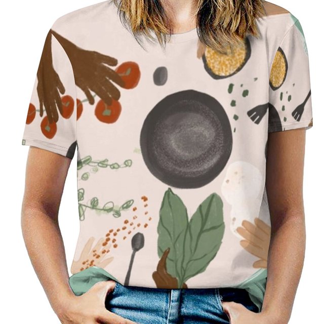 Unity Through Diversity And Community Ruffle Short Sleeve T-Shirt Women's V Neck Print T Shirt Tops Diversity Black Art