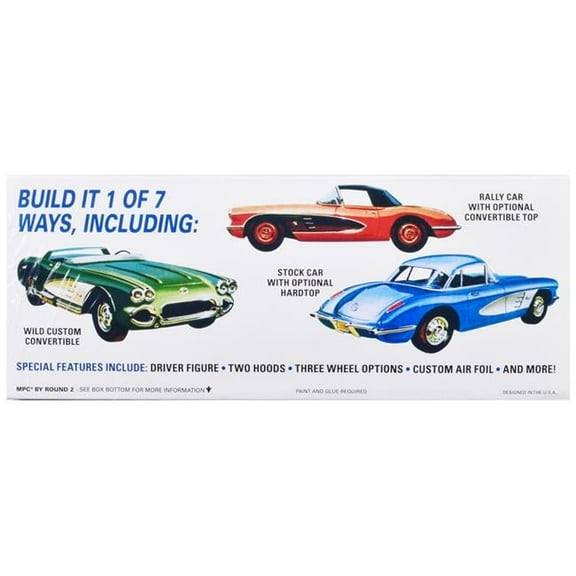 Skill 2 Model Kit 1960 Chevrolet Corvette 7-in-1 Kit 1/25 Scale Model by MPC