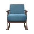 thumbnail image 3 of Lexicon Waithe Mid-Century Textured Fabric Rocking Chair in Dark Walnut/Blue, 3 of 8