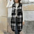 thumbnail image 4 of jobturf Long Vest for Women Fashion Flannel Plaid Shacket Fall&nbsp;Winter Lightweight Casual Outerwear Button Down Sleeveless Jacket with Pockets Size XXL, 4 of 5