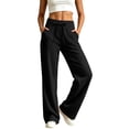 thumbnail image 2 of Vivianyo HD Women's Solid Wide Leg Elastic Drawstring Knit Jogger Pants, Womens Casual Loungewear Trousers with Oversized Patch Pocket for Workout, Women's Black, Sizes S-3XL, 2 of 8