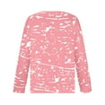 thumbnail image 6 of WREESH Womens Fashion Crewneck Sweatshirts Print Long Sleeve Comfortable Breathable Shirt Tops Pullover Pink, 6 of 7