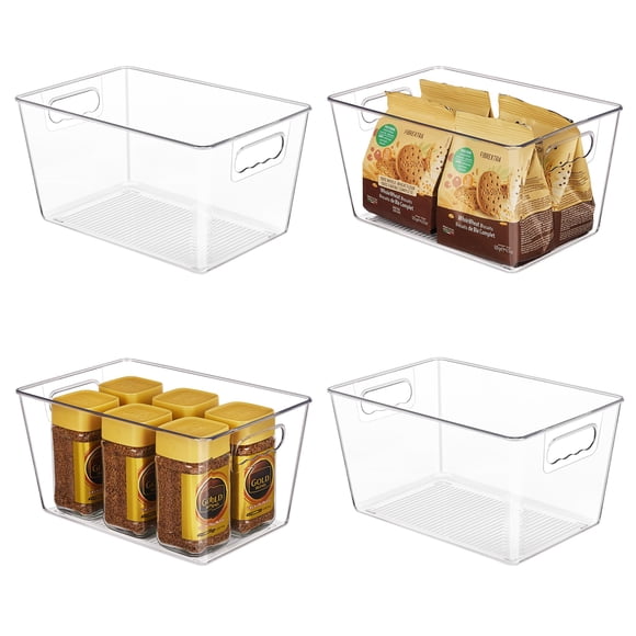 Paquete de 4 cubos de almacenamiento Yihong de plástico transparente para cocina, 28 x 19 x 15 cm
