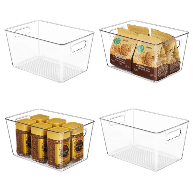 Paquete de 4 cubos de almacenamiento Yihong de plástico transparente para cocina, 28 x 19 x 15 cm