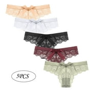 HKEJIAOI Underwear for Women Women's Underwear Lace Bow Bikini Panties Pearl Silky Comfy Lace Brife
