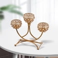 thumbnail image 4 of Sparking Crystal Holder 3 Arms Tealight Candelabra stick Golden, 4 of 8