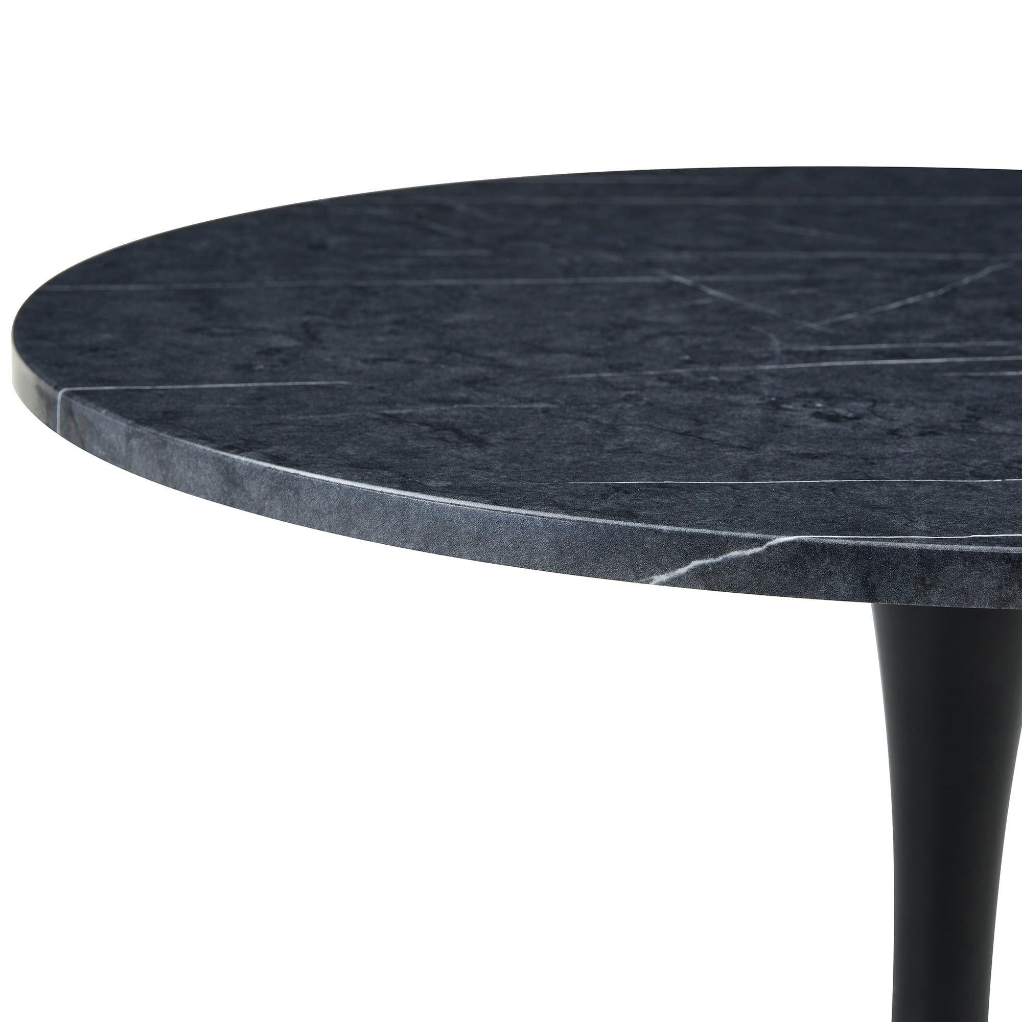 Miniyam 31.5" Round Kitchen Dining Table for 2–4 People, Small Space Pedestal Tulip Table with Engineered Wood Top, Black