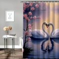 thumbnail image 2 of Fenyluxe Swans Cherry Blossoms Romantic Pretty Shower Curtain Bathroom Decor Polyester Fiber Shower Curtain with Hooks 36x72, 2 of 7
