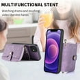 thumbnail image 6 of for iPhone 12 Wallet Case, Crossbody Phone Purse with Card Holder for Women, Zipper PU Leather Carrying Cover Gift with Shoulder Strap Kickstand Anti-drop for iPhone 12 - Purple, 6 of 10