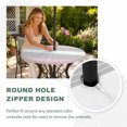 thumbnail image 4 of Round Outdoor Tablecloth with Umbrella Hole and Zipper, Pink Striped Tablecloth with Elastic Waterproof, Multicolor Grey White Horizontal Stripes Patio Table Covers for 36" - 44" Picnic Pool Tables, 4 of 9