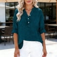 thumbnail image 6 of Craaazy Women Soft Tops Loose Fit Solid Color V Neck Henley Long Sleeve Textured Cotton T Shirts for Daily Wear Gift, 6 of 9