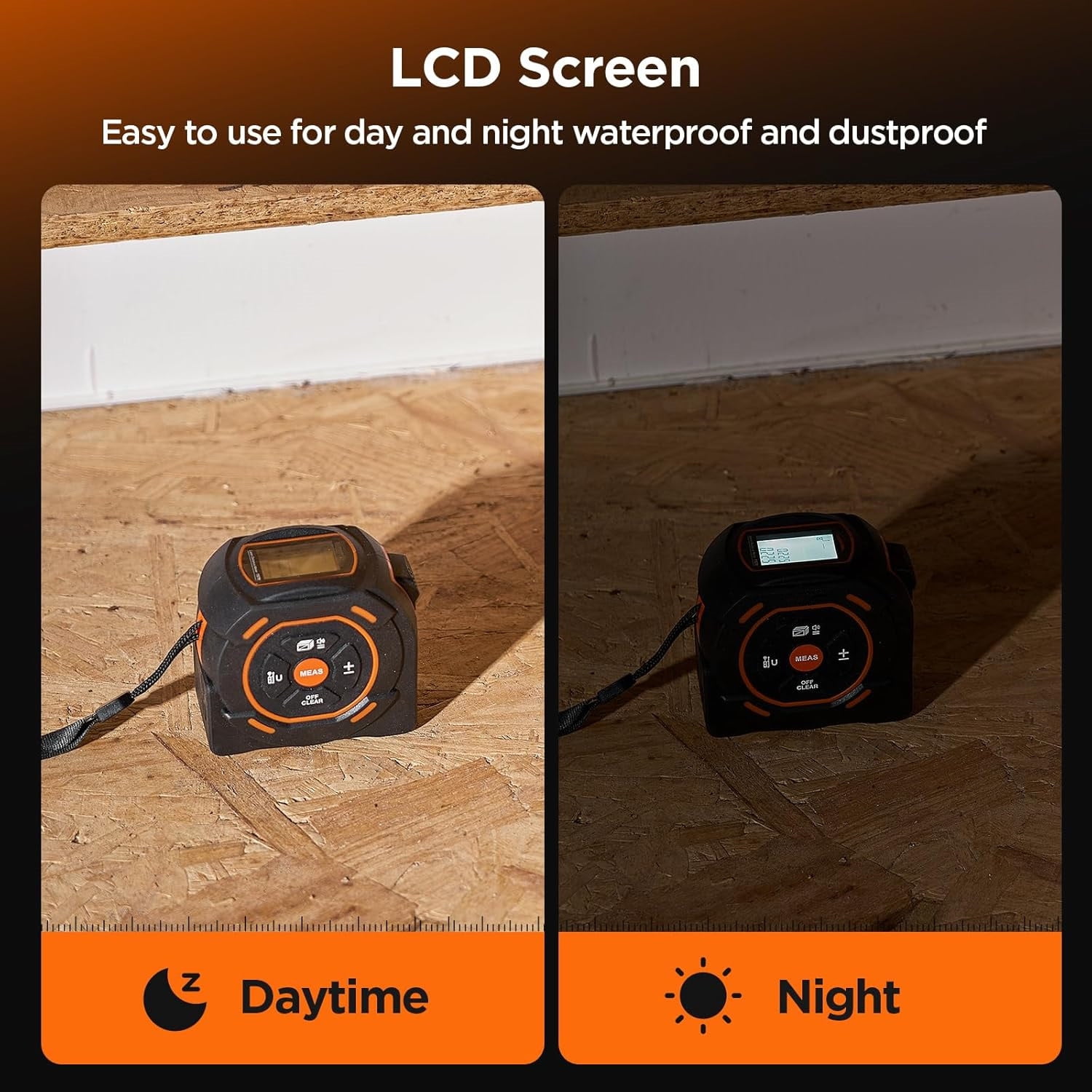 Laser Tape Measure 2-in-1, 197Ft Laser Distance Meter & 16Ft Digital Tape Measure, with LCD Display,Area/Volume Calculation, USB-C Rechargeable for Woodworking and Construction