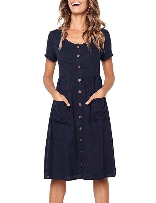 button down swing dress