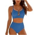 thumbnail image 6 of RYRJJ Womens 2 Piece Bikini Sets U-Wire Cutout Crisscross Tie Back Swimsuit High Waisted Summer Beach Swim Bathing Suits(Blue,S), 6 of 9