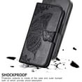 thumbnail image 2 of Étui Portefeuille pour iPhone 13 Mini 5.4, Étui de Protection en Cuir PU à Rabat avec Sangle de Poignet et Fentes pour Cartes Support de Poche Embossé Papillon Fleur pour iPhone Noir, 2 of 7