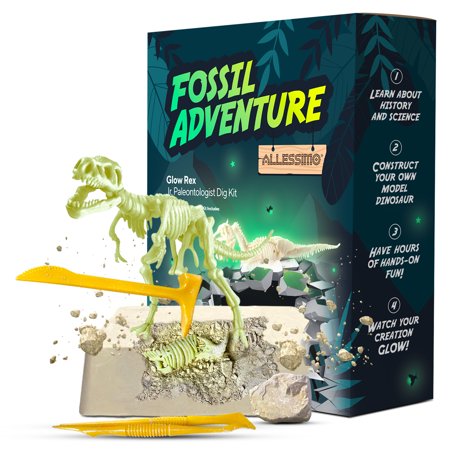 Allessimo Fossil Adventure - Glow Rex Jr. Paleontologist Dig Kit