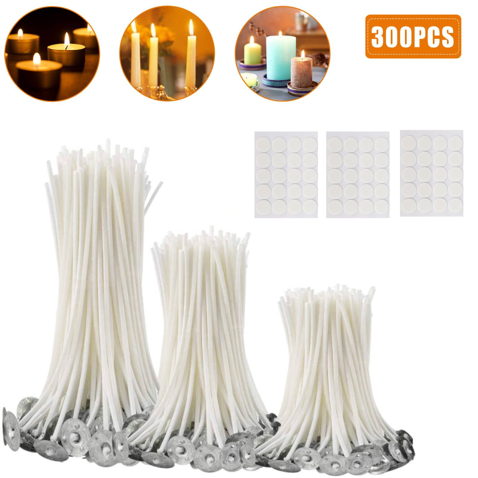 20 PC CANDLE WICKS 6" 20 MM Cotton Core Pre-Tabbed Braided Pre-Waxed Supplies 