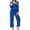 D-Blue, variant on UVN Womens Pajama Sets Fall Long Sleeve Button Down Tops and Pants 2 Piece Outfits Ladies Lace Sleepwear Soft Pjs Lounge Sets