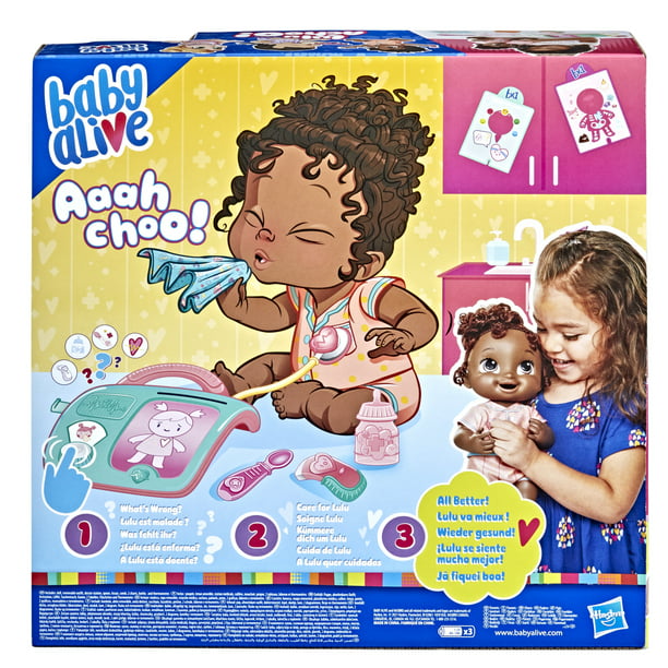 Baby Alive Lulu Achoo Doll, 12-Inch Doctor Play Toy, Sounds, Movements, Black Hair