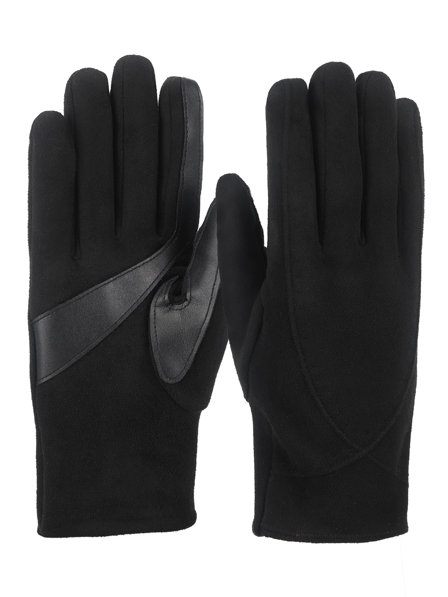 Isotoner Women's Microsuede Stretch Gloves, Black, L/XL