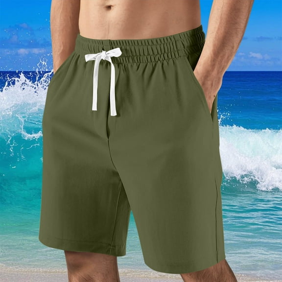 Maoxin Men Shorts Men Casual Fashion Solid Shorts With Pocket Elastic Waist Shoort Pants