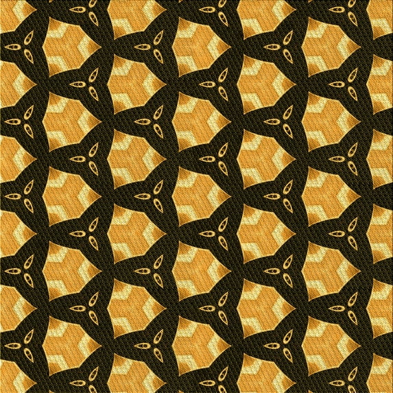 Ahgly Company Machine Washable Indoor Square Transitional Black Brown Area Rugs, 4' Square