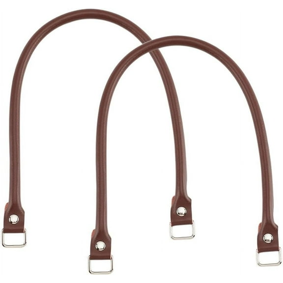2pcs Brown Leather Purse Straps 60cm (23.6inch) Shoulder Strap with Platinum Clasp Replacement for Handbag Purse Briefcase Clutches