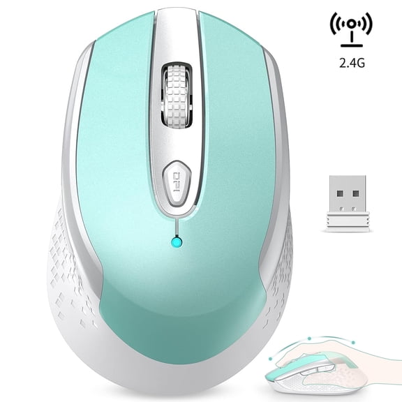Computer Mouse Wireless, RaceGT 2.4G Ergonomic Optical Mouse, Computer Mouse for Laptop, PC, Computer, Chromebook, Notebook, Auto-sleep Mode, USB Receiver, 6 Buttons, 3 Adjustment DPI, Blue